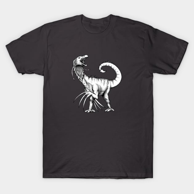 Dinosaur Therizinosaurus Alien Drawing T-Shirt by shaireproductions